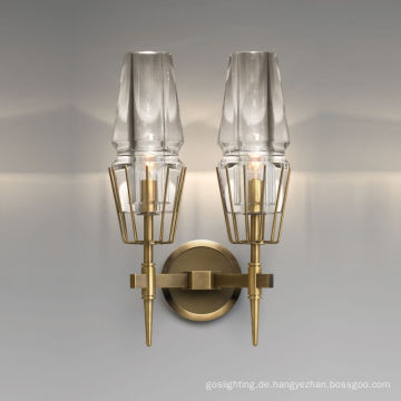 Vintage Luxury Clear Glass Wall Lampe für Schlafzimmer